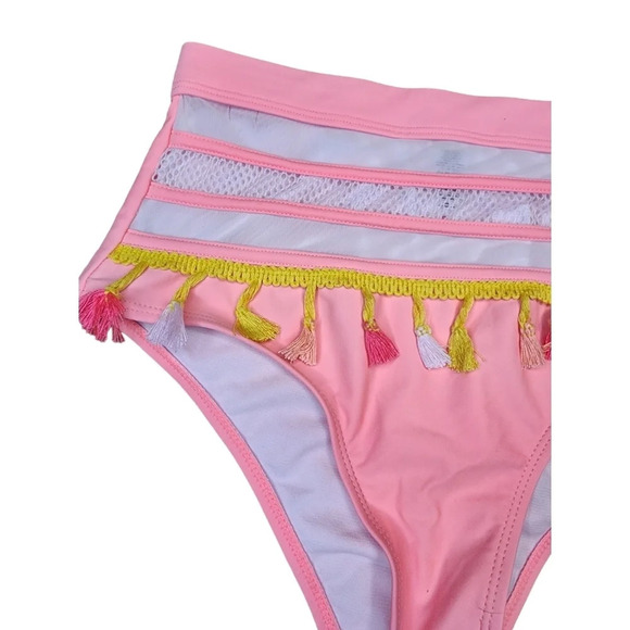 Pink Bikini 2 Piece Swimsuit Size Small Fringe - Picture 4 of 16